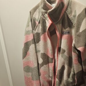 Columbia Pink and Green Camouflage Fleece